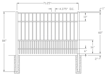 Picture of 60" S4 Saybrook with Doggie Panel Drawing