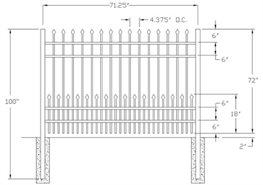 Picture of 72" S1 Bennington with Doggie Panel Drawing